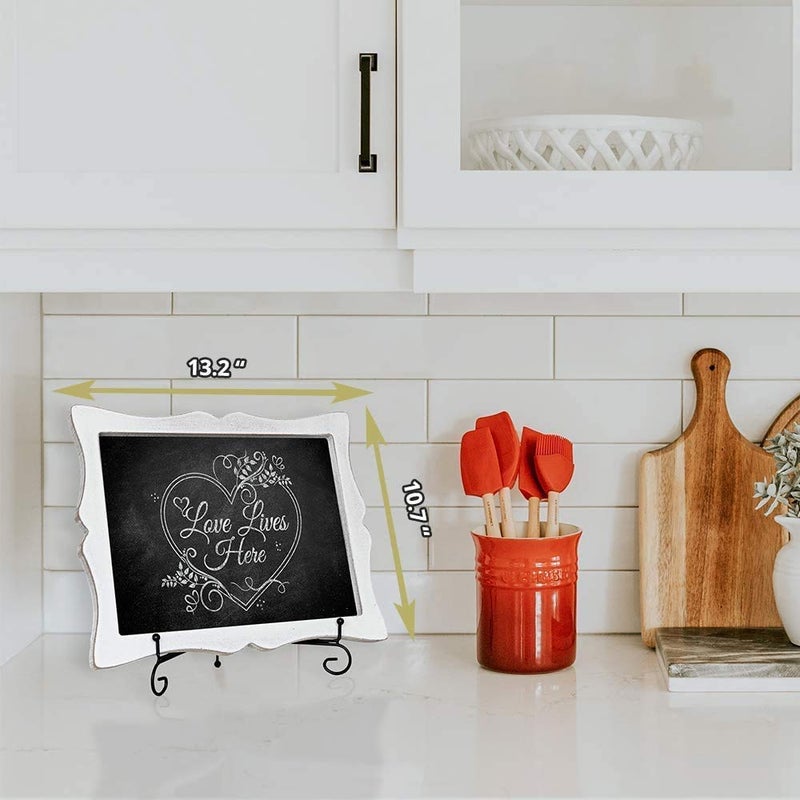 Oak letters Tabletop Small Chalkboard Sign with Easel (11x13) + 8 Brilliant Liquid Chalk Markers | Hanging or Freestanding Framed Chalkboard with Hand Crafted Sweetheart Frame - Image 4